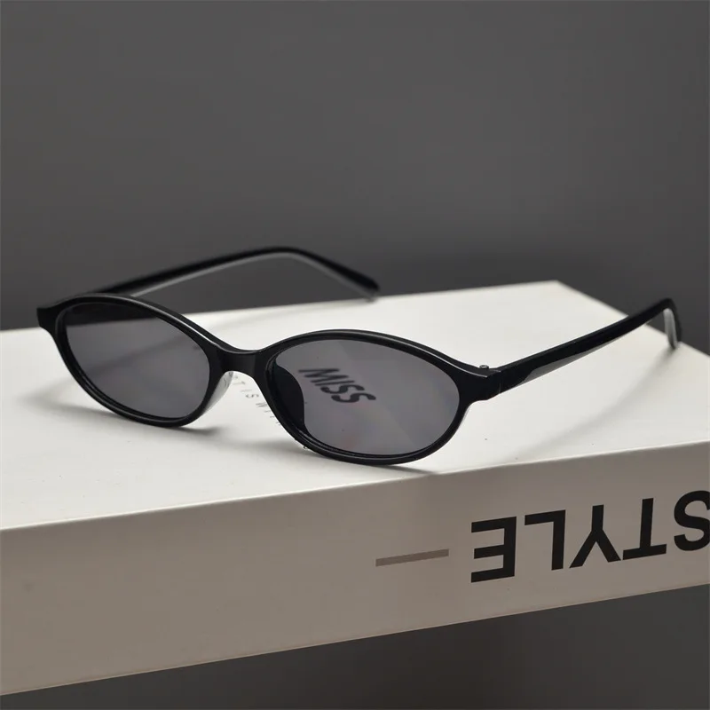 New Retro Oval Cat Eye Sunglasses for Women Y2k Trendy Small Narrow Sunnies 90s Designer Sun Glasses UV400 Gafas De Sol view 3