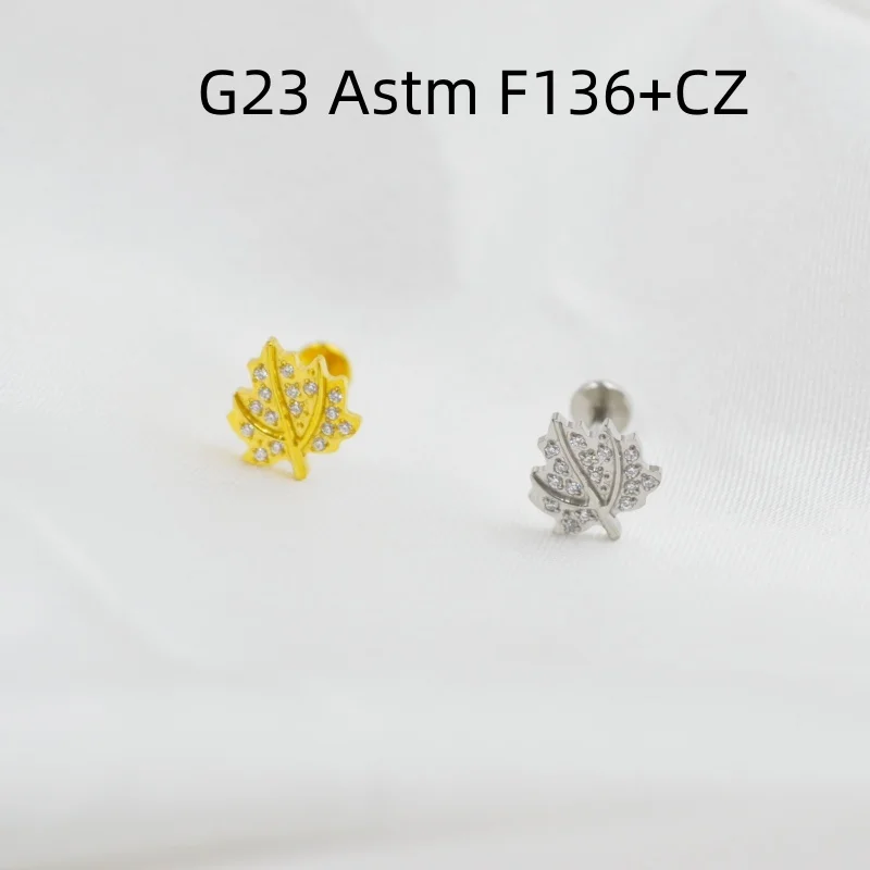 10pcs Body Jewelry G23 Titanium Astm F136 Leaf CZ Gems Lip Labret Bar Ear Helix Tragus Rook Barbells Stud Piercing Jewelry New