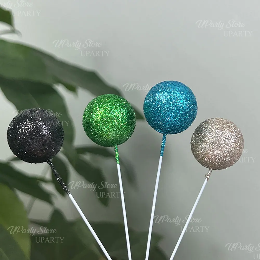 30 Stück Glitzer-Goldkugeln als Kuchendekoration in 15 Farben, Glitzer-Pailletten-Kugeln für Geburtstag, Babyparty, Hochzeit – Detail 4