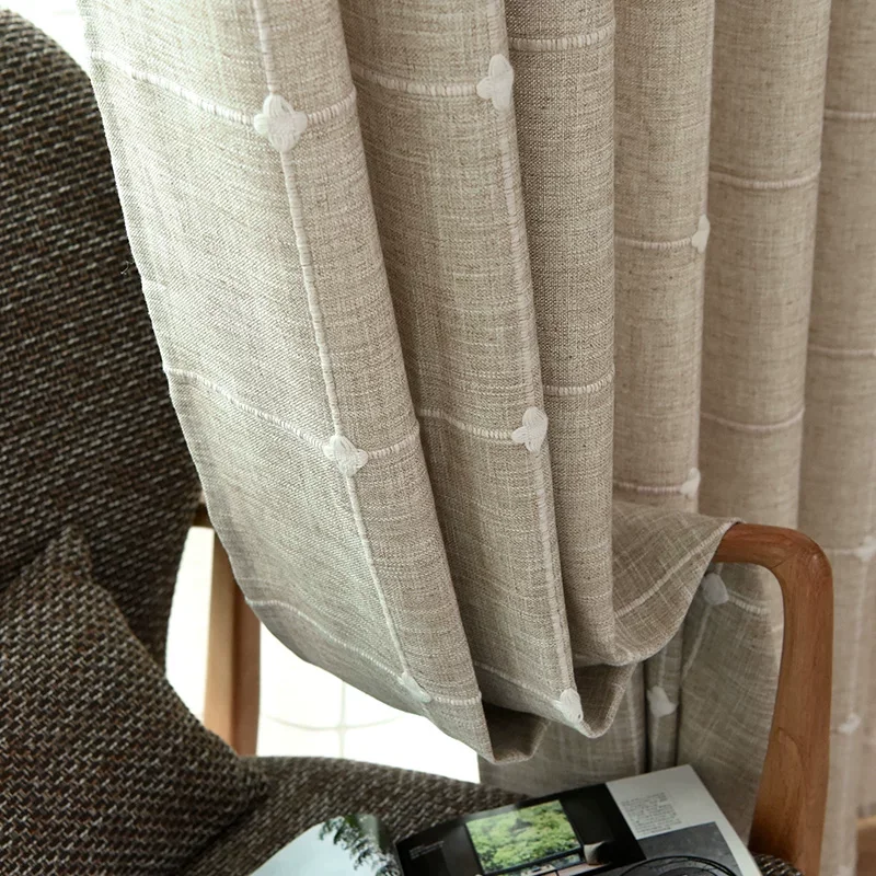 Cotton Linen Curtains Road Pocket Shade Curtain Tassel for Kitchen BedroomLiving Room Bay Window Cabinet Curtain Home Decor