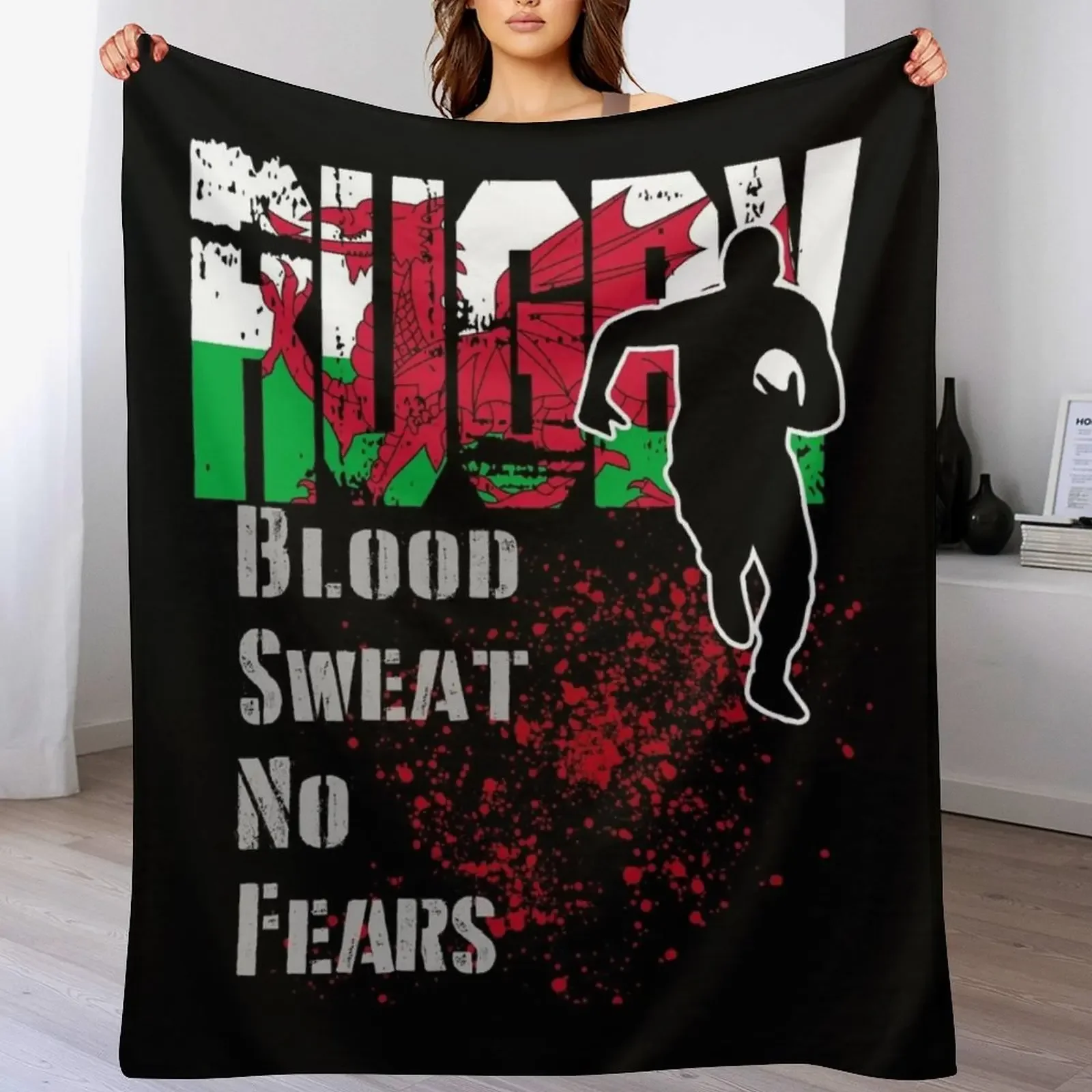 

Wales - Rugby Sports Design Fan And Supporter Gift Throw Blanket Outdoor Soft Blanket for Picnic Beach Camping