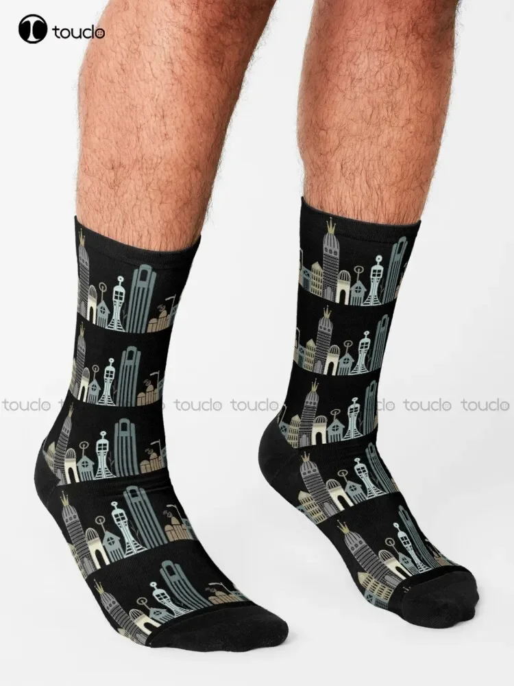 Hipster Cityscape Socks Cute Socks For Women High Quality Cute Elegant Lovely Kawaii Cartoon Sweet Cotton Sock New Popular 1Pair