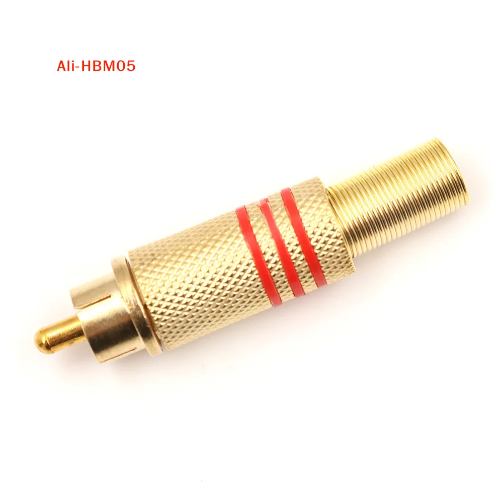 (HB05)10PCS/Lot  Connector Male Jack Plug AV Plugs For PC Audio Vedio Welding DIY Parts Gold Red Black Metal Spring