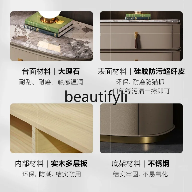 Lemari enam bak mewah ringan, marmer modis, lemari TV tempat tidur kelas atas, lemari penyimpanan teras penyimpanan D80