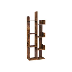 Bookcase, Tree-Shaped Bookshelf with 8 Storage Shelves, Rounded Corners, 19.7 x 9.8 x 55.1 Inches