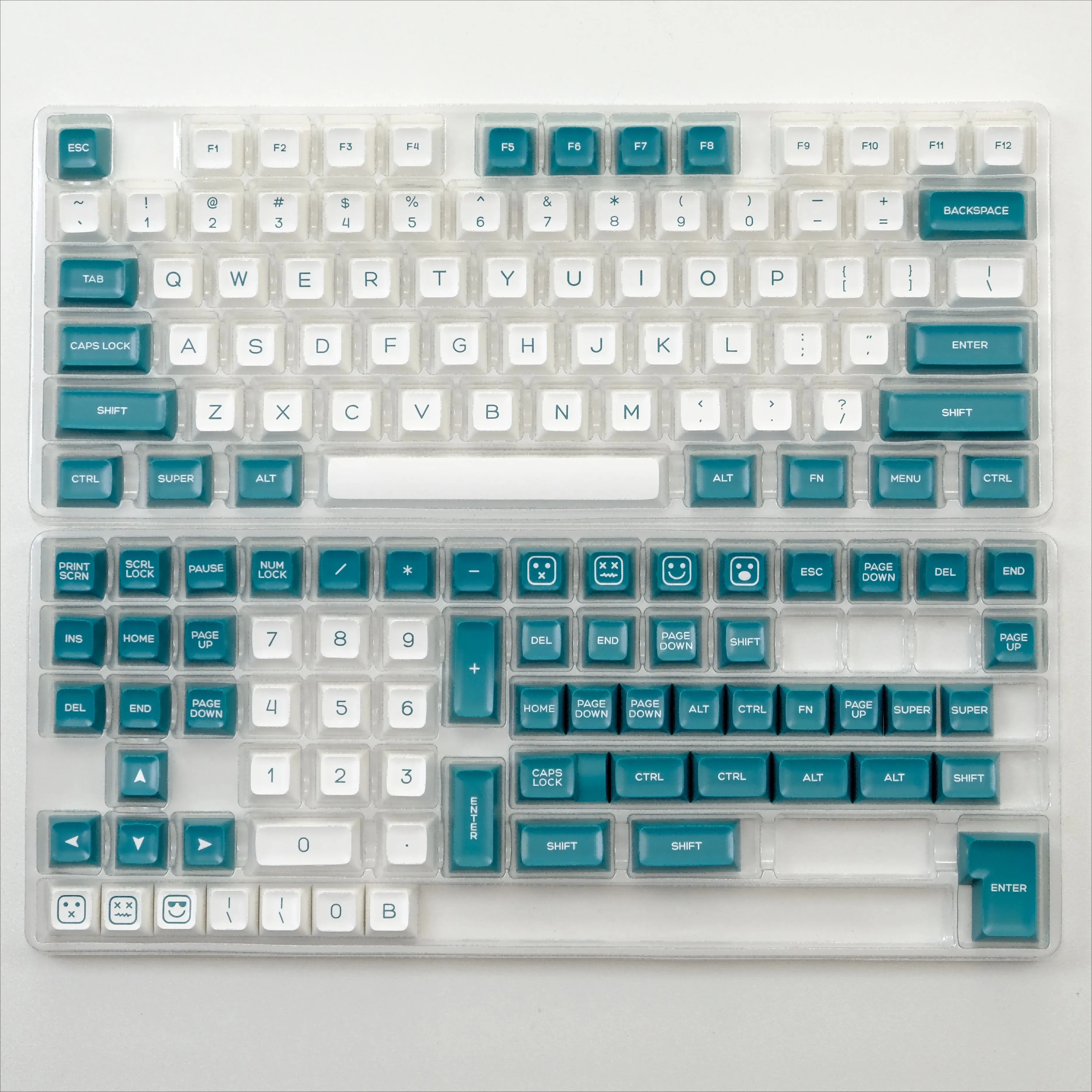 

142 Keys/Set SA Profile Lake blue and white Keycaps Double Shot PBT Keycap Custom for Mechanical Gaming Keyboard Key Caps