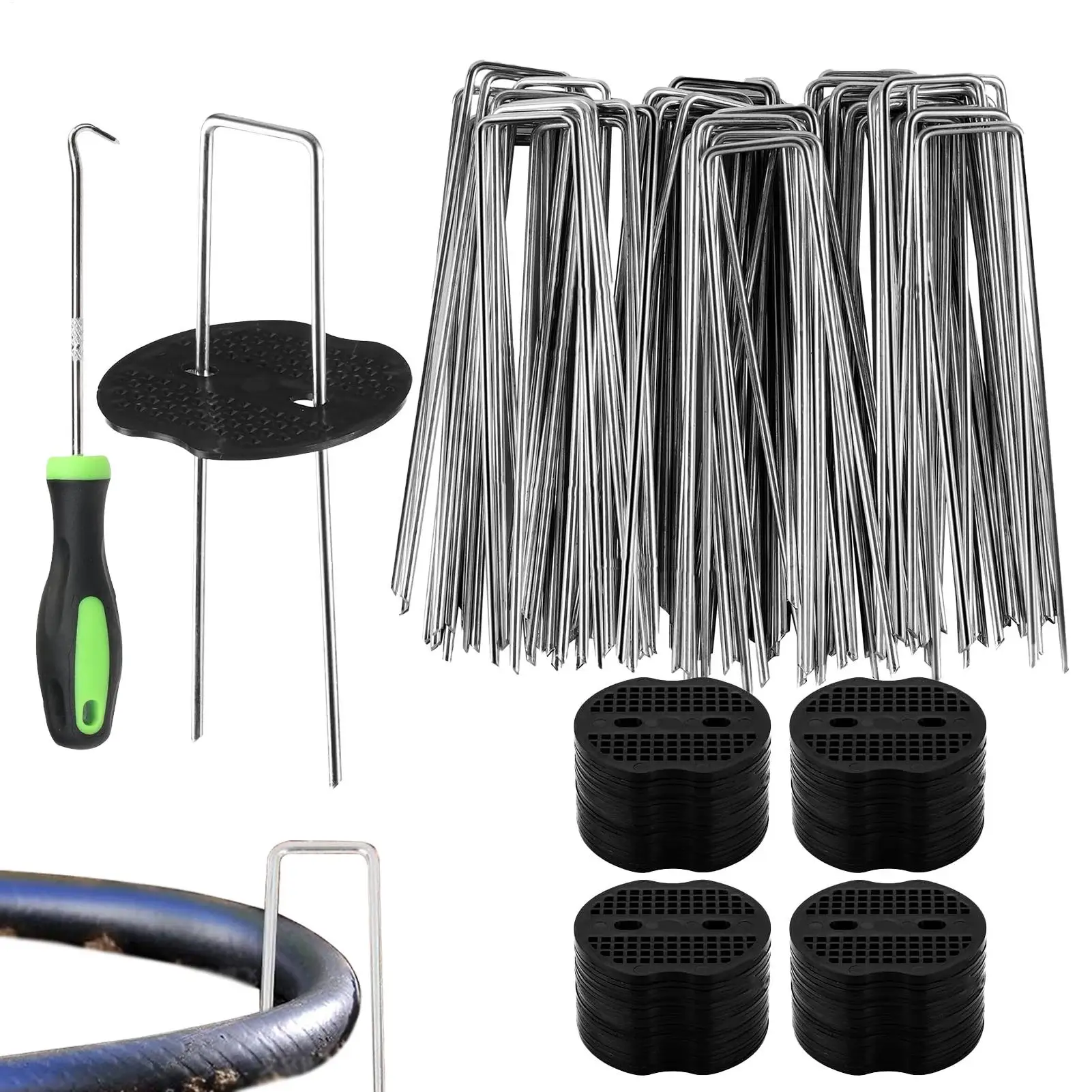 Lawn Stakes U Shape Heavy-Duty Pins 50 Pieces Outdoor Plant Cover Spikes For Outdoor Yard Pathway Farm Patio Driveway Tarp Fence