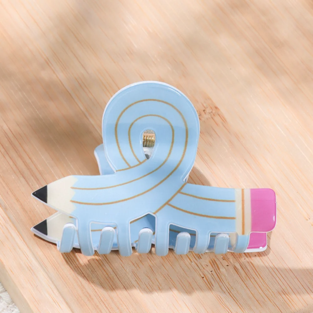 Creative Pencil Hair Clip Simulation Shark Claw Funny Back To School Gift Unique Acrylic Hairdressing Styling Accessory