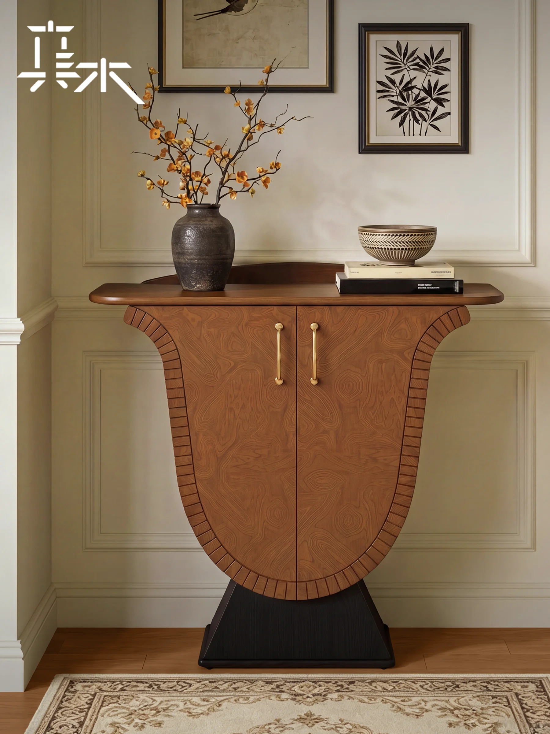 YFY solid wood living room entrance is opposite the door storage decoration is very narrow
