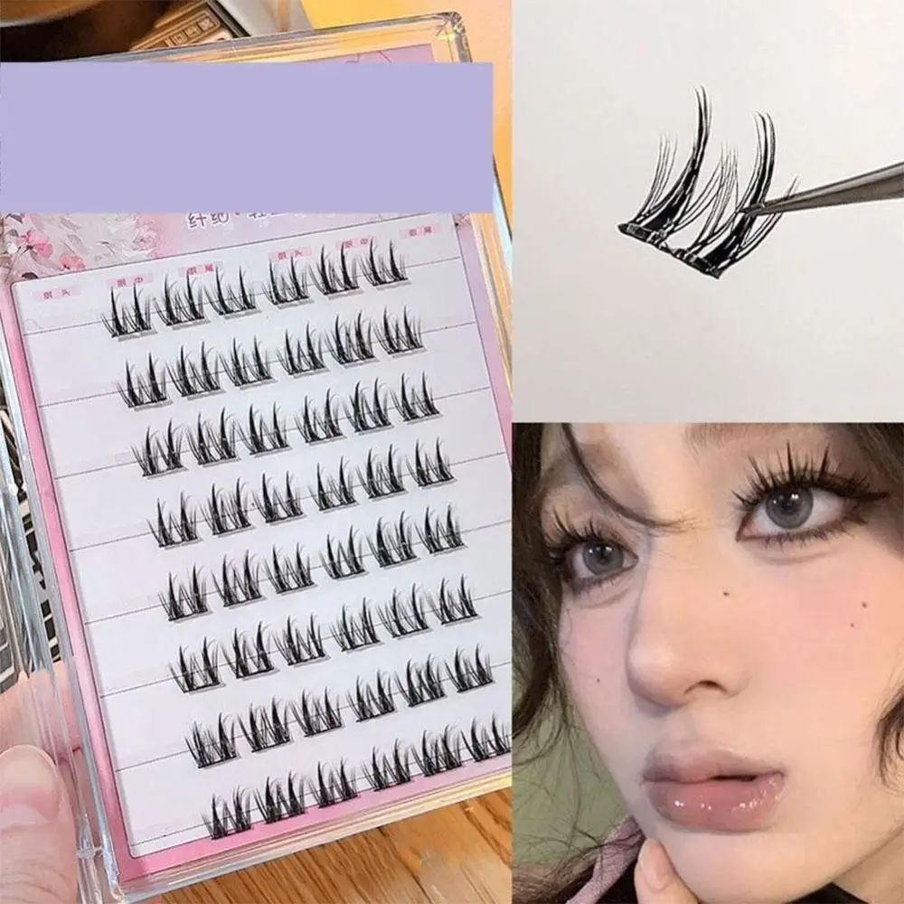 Self Adhesive Cluster Lashes Press on No Glue Needed Natural Long Segmented Eyelashes Reusable DIY Individual Eyelash Extension