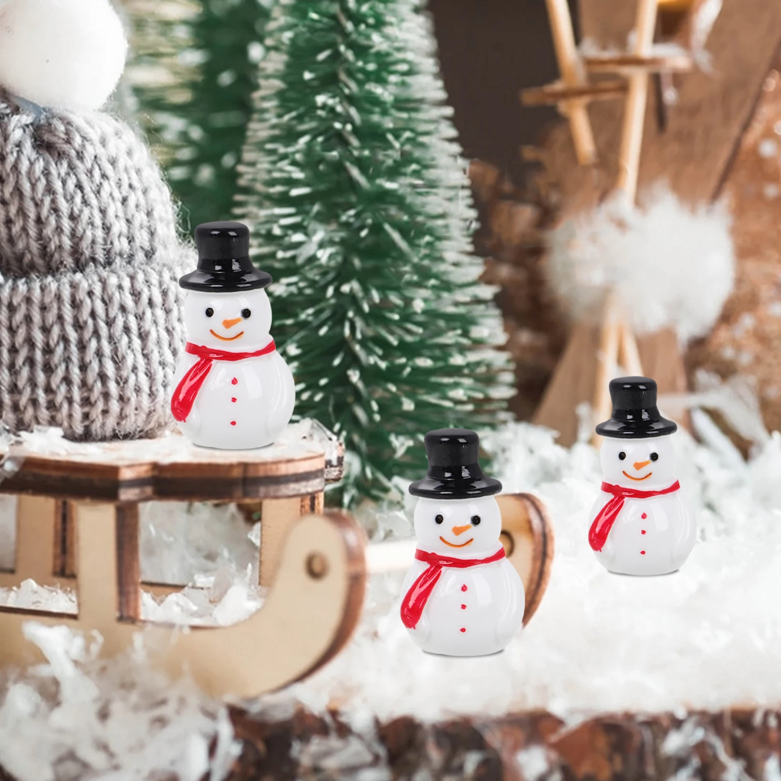 

30Pcs Miniature Snowman Resin Charms Christmas Decorations for Indoor Outdoor Garden Xmas Party Holiday Use Miniature Snowman