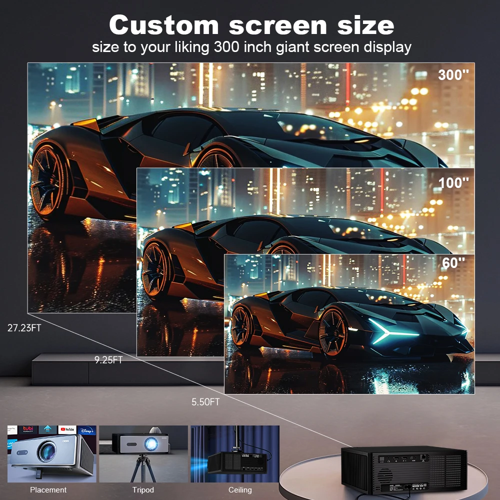 DESS 2025 Nieuwe 4 k Videoprojector Dual Wifi 1800 Lumen Ingebouwde luidspreker Autofocus Home Theater Android TV-projector LED-scherm