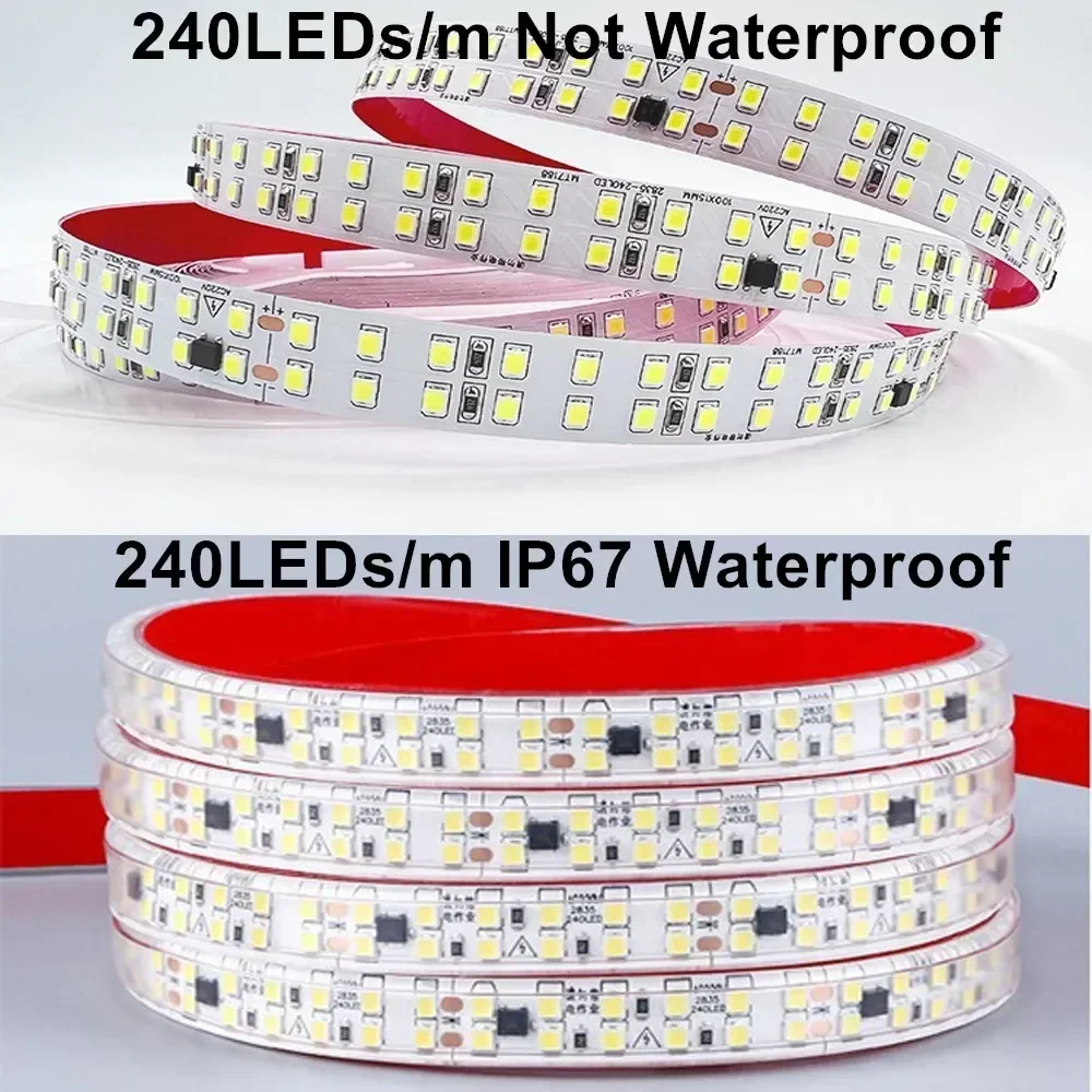 ไฟแถบไฟ LED กระแสสลับ220โวลต์2835 120LED 1- 10 20ม./ม. 240LED ขาวอบอุ่นธรรมชาติ/ม. IP67กลางแจ้งกันน้ำแถบไฟ LED ตัดแบบยืดหยุ่นแถบ