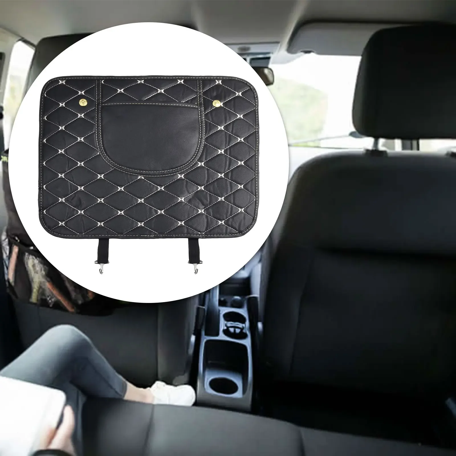 PU Leather Car Anti-Kick Mats Auto Seat Back Protector Cover Half-Size Black Car Back Seat Organizer Interior Accessories