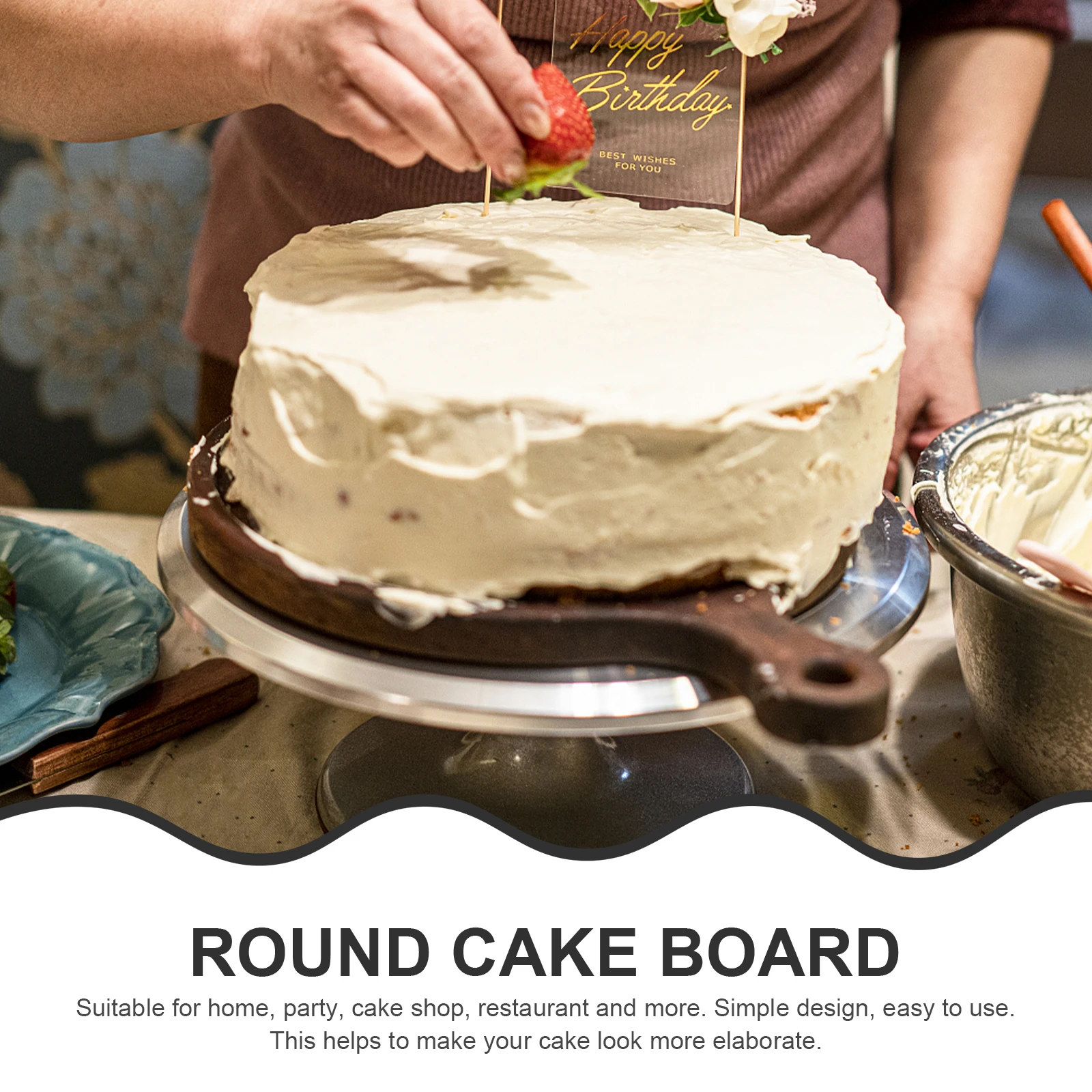

Cake Transfer Board 16 Inch Round Aluminum Foil Corrugated Paper Drum Plate Convenient Bakery Accessory Smooth Edge Cake Making