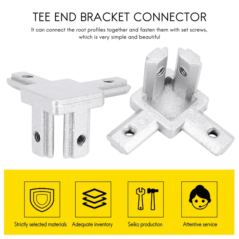 Connecteur ABRE-3-Way de support d'invite de coin d'extrémité pour le profil en aluminium d'extrusion de fente de T (paquet de 4, avec des vis)