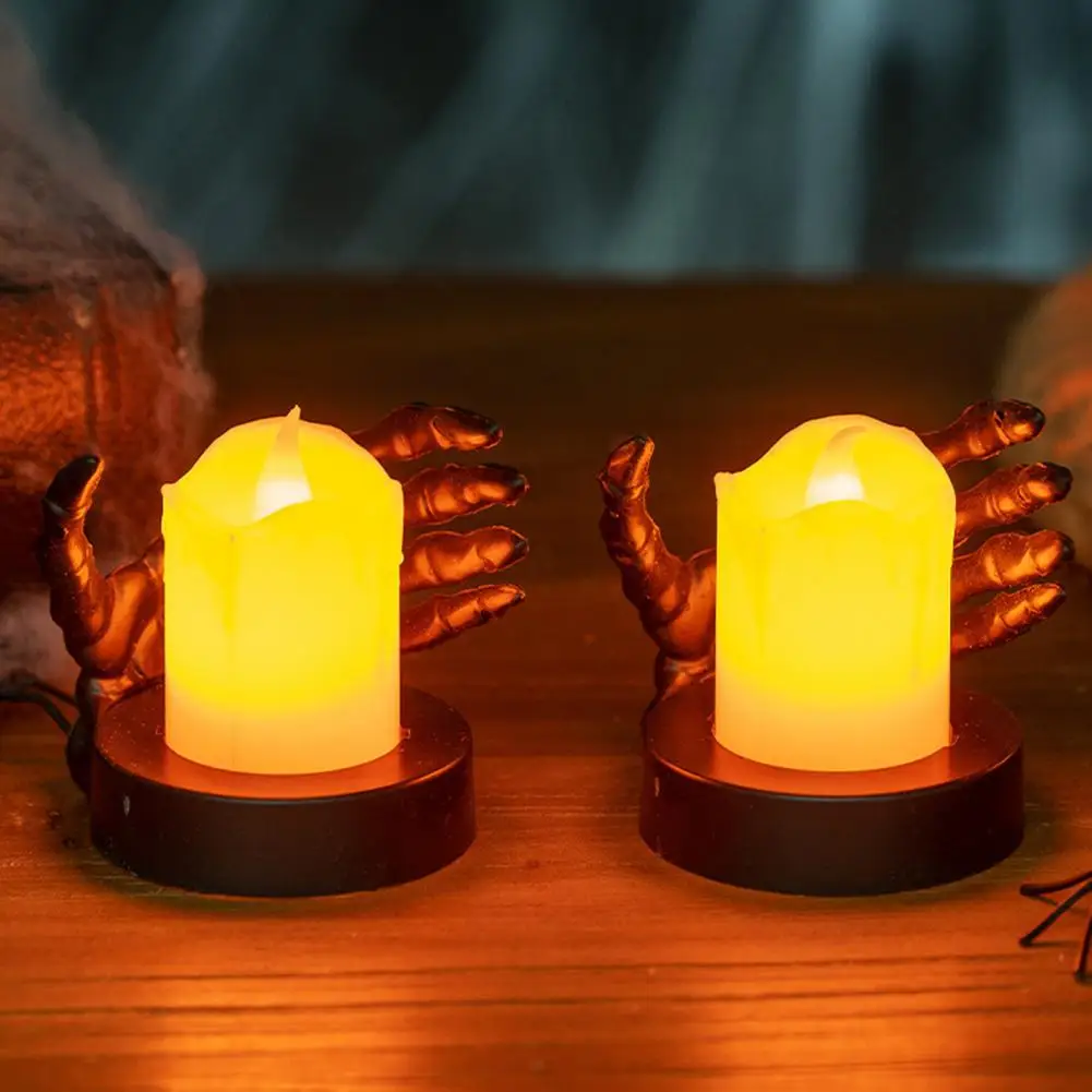 Halloween Candle Light Led Ghost Hand Candle Halloween Led Candle Light Flickering Flame Skeleton Hand Decoration Spooky