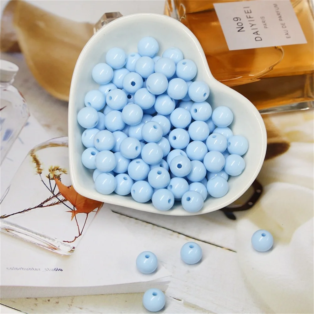 Candy Color Acrylic Round Beads 3mm-12mm Loose Balls Spacer beads for needlework & Jewelry Making