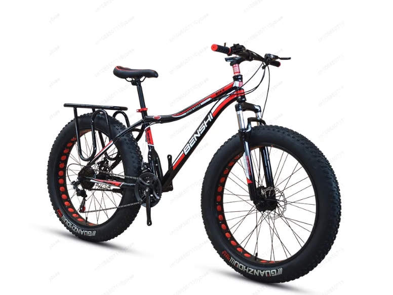 4.0 Fat Tire All-Terrain Bike, Men's Beach Snow Bike with Gear Shift & Carrier