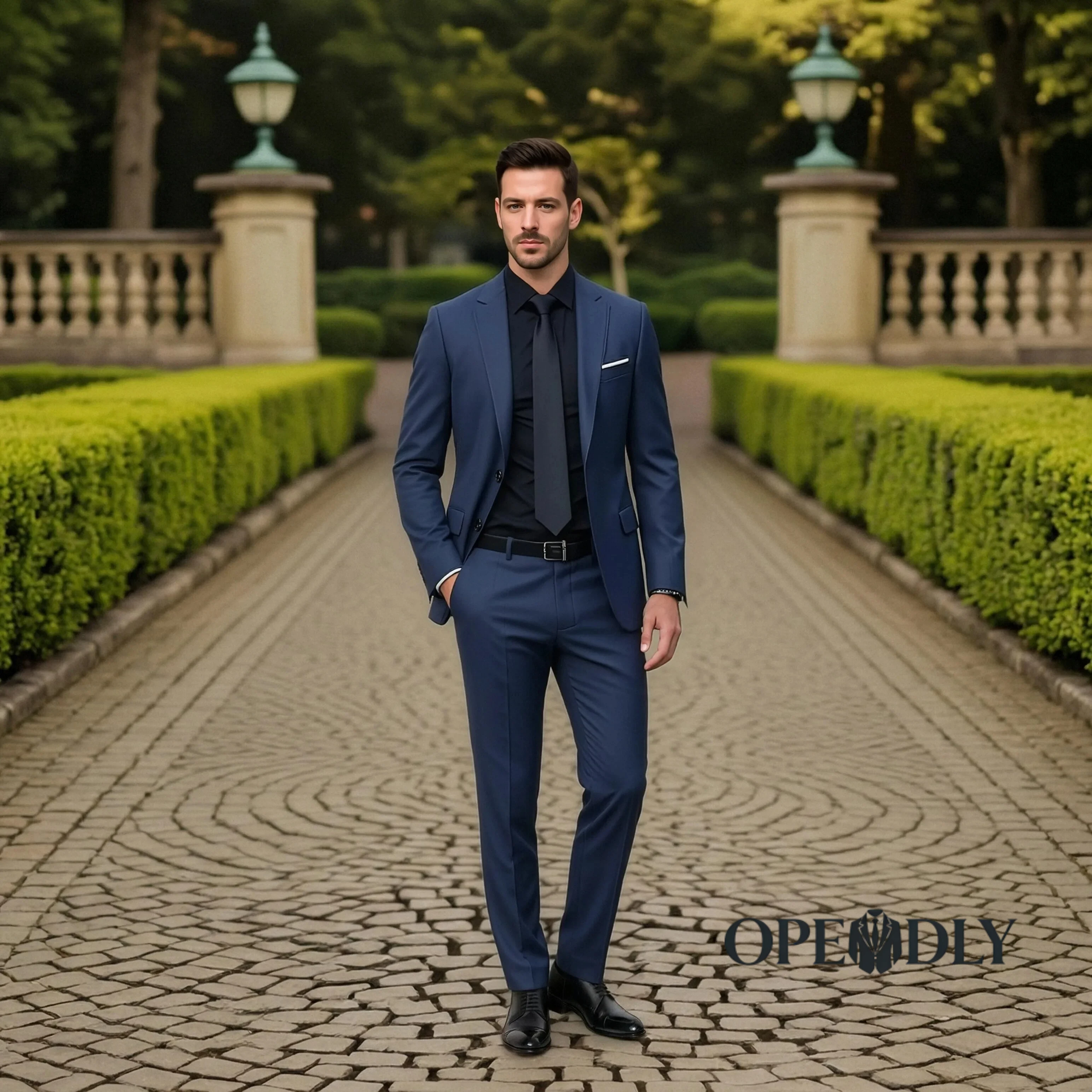 

Custom Made Slim Fit Tuxedo Three Piece Suit Set by OPEODLY One Button Blazer Vest Pants for Wedding Prom and Business Formal