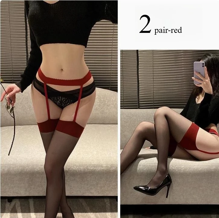 1/2/3 Paar neue oberschenkelhohe Nylonstrümpfe, Cosplay-Dessous, Strumpfgürtel, lange Strümpfe für Damen, ultradünne transparente Strumpfhosen – Detail 2