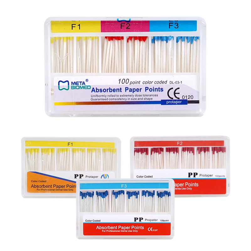 100pcs Dental Absorbent Paper Points F1/F2/F3 Root Canal Absorption Endodontics Taper Cotton Fiber Tips Dental Matirial