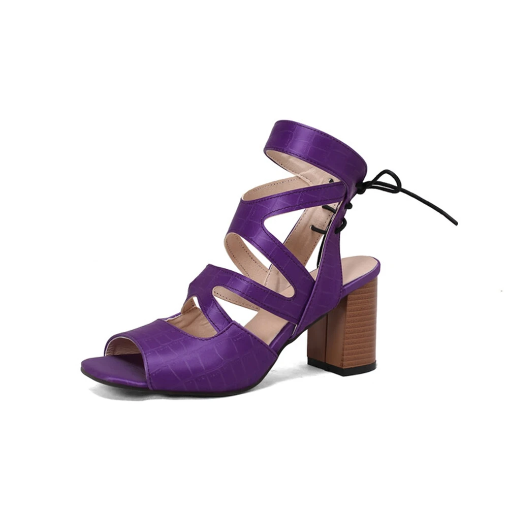 White Black Woman Ankle Strap Sandals Leather Cross-Tied High Heels Shoes Sexy Lace Up Party Pumps shoe Biggest Size 32-50 2417