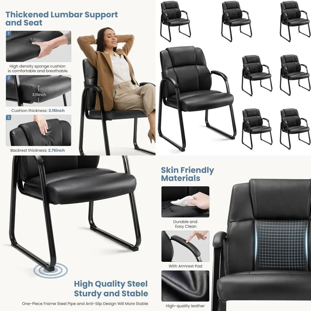 

Комплект офисных стульев Oice Desk GT, 8 шт., кожаные стулья для зоны ожидания с мягкими подлокотниками или для дома престарелых, зоны отдыха, конференц-зала, лобби, боковой уголок