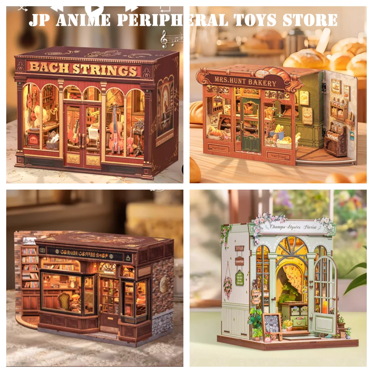 Echte supermarkt bouwsteenspeelgoed Cartoon bakkerij koffieshop DIY miniatuurhuis kinderverjaardag kerstcadeaus