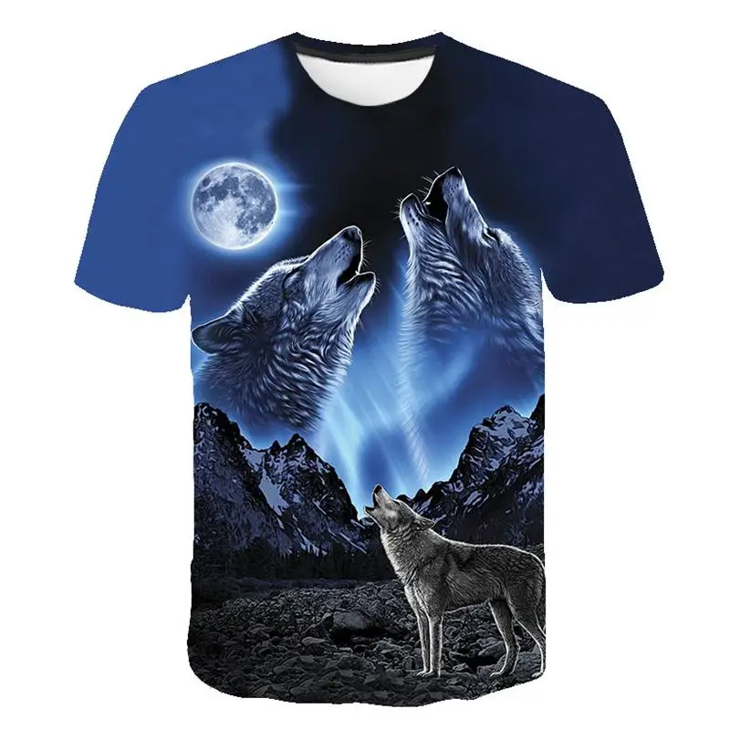 Men\'s Women\'s Summer 3 T-shirt Animal Wolf Graphic Casual Round Neck Short Sleeve Street Soft Breathable T-shirt