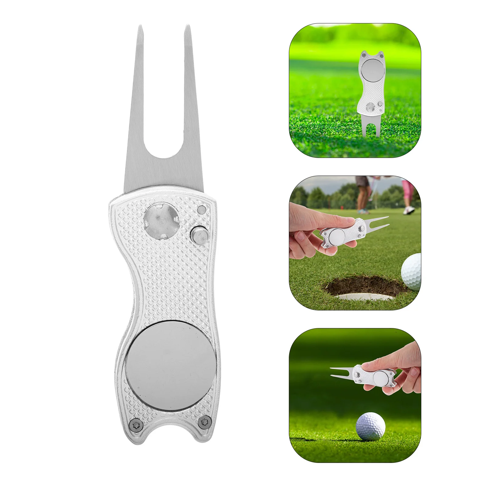 

Foldable Golf Divot Repair Tool Metal Alloy Compact Portable Ball Mark Repair Tool Golf Accessories Men Women Divot Turf Fork