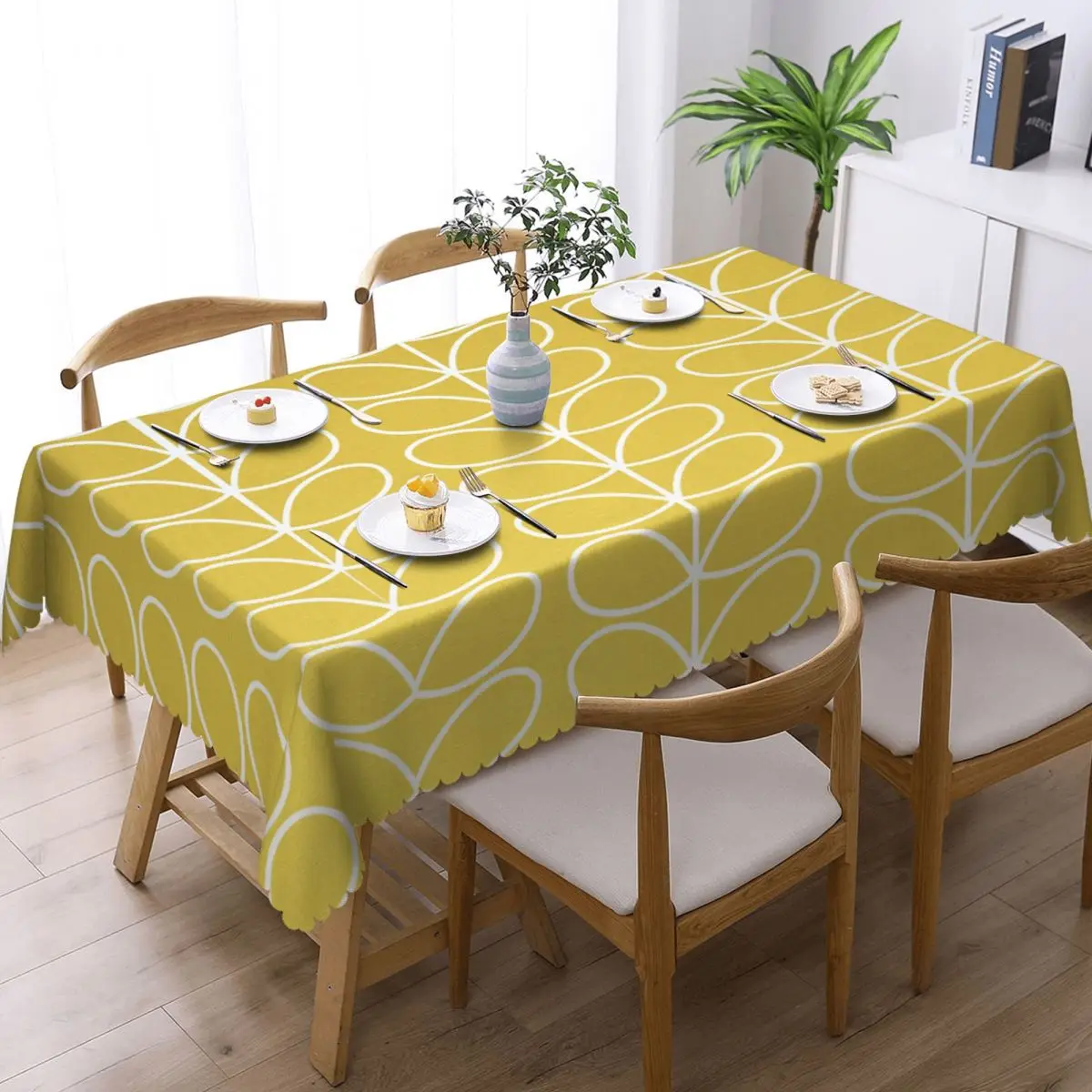 Custom Rectangular Linear Stem Dandelion Table Cloth Waterproof Tablecloth Outdoor 40