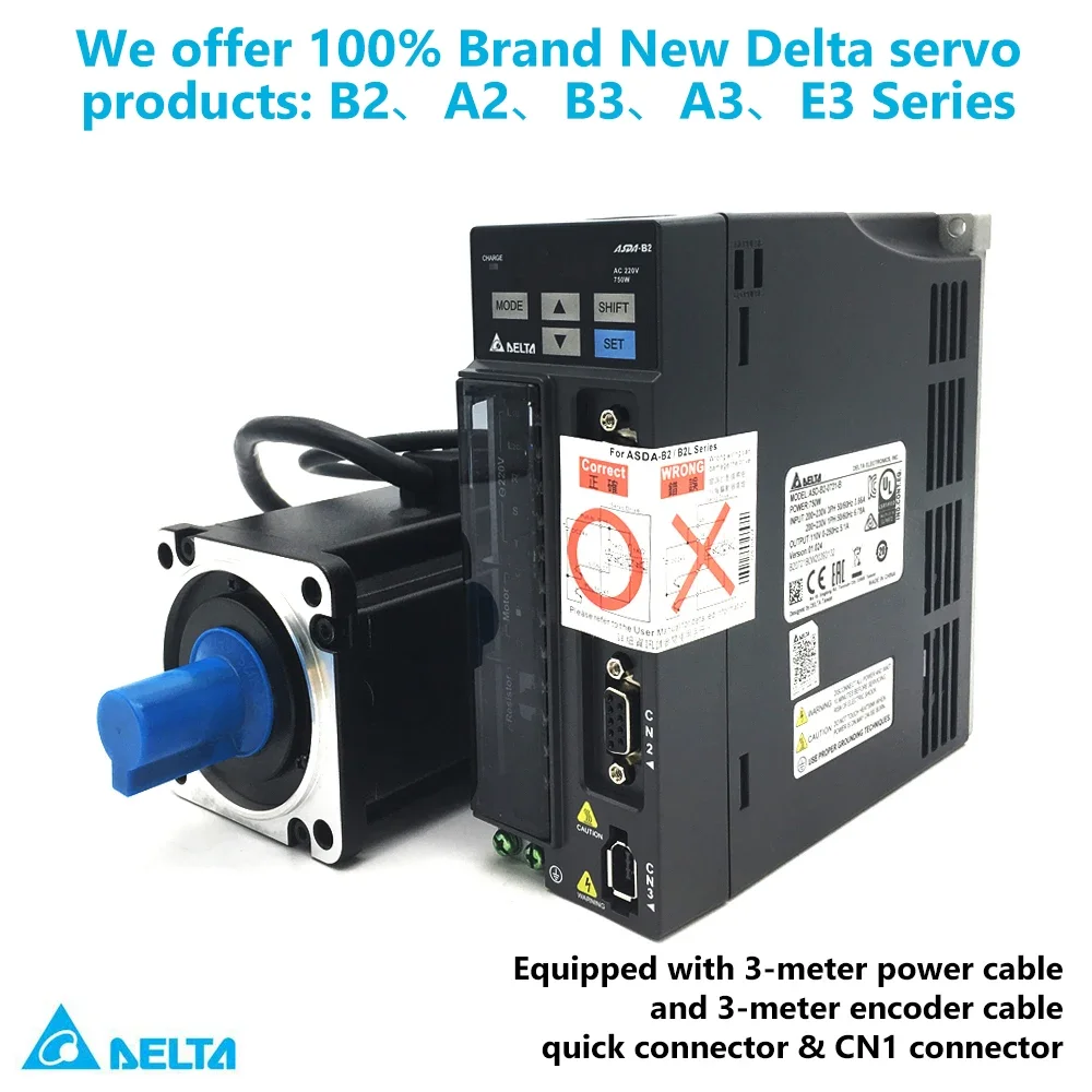 Kit de pilote de servomoteur A2 Delta AC 220V 100W-2KW 40-180mm ASD-A2-0421-L + ECMA-C10604RS ECMA-C10807RS ECMA-C11010RS avec frein