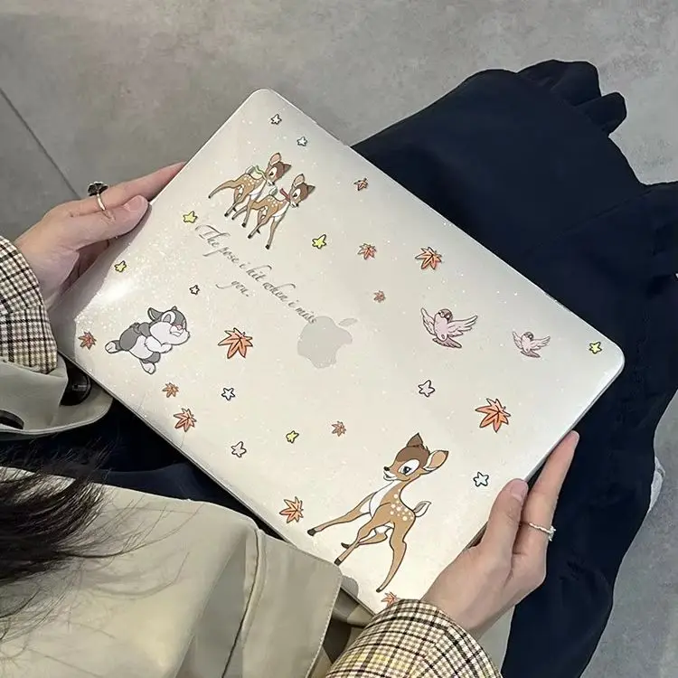 Cute Animals Deer Rabbit Shining Laptop Case For Macbook Air 13.6 M4 NEO 15 M3 Hard Cover For Mac Book Pro 13 M1 M2 14 M4 M5 16