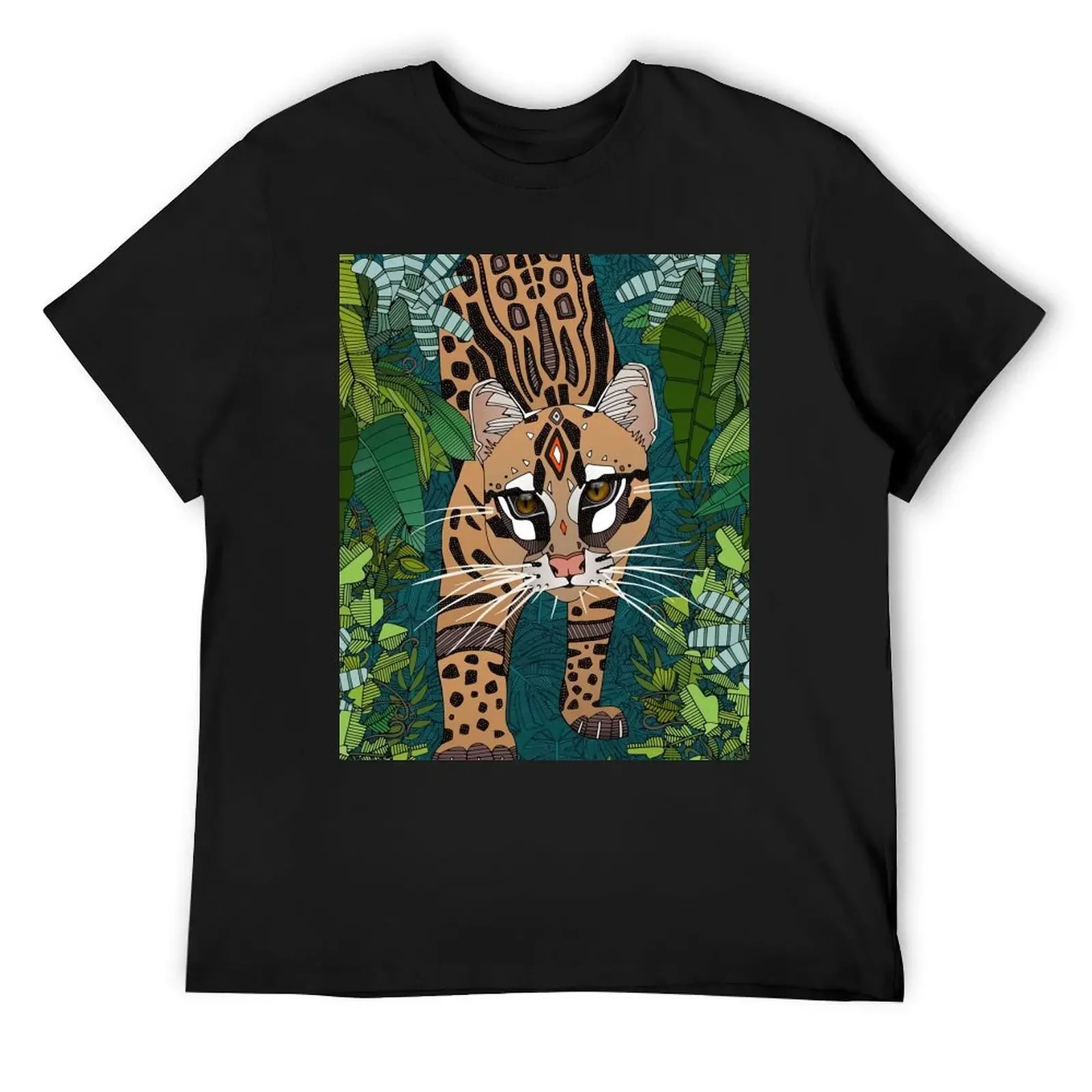 ocelot jungle teal T-Shirt tops shirts graphic tee cotton graphic tees graphic t shirts mens big and tall t shirts