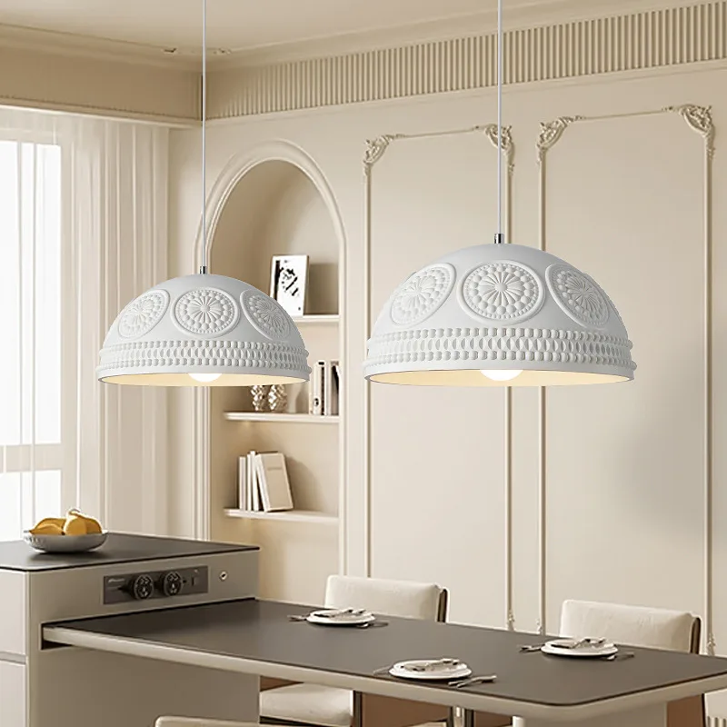 French Rustic Style Resin Chandelier For Dining Room Home Decoration Living Room Carving Art Lamps White Color E27 Bulb image 3