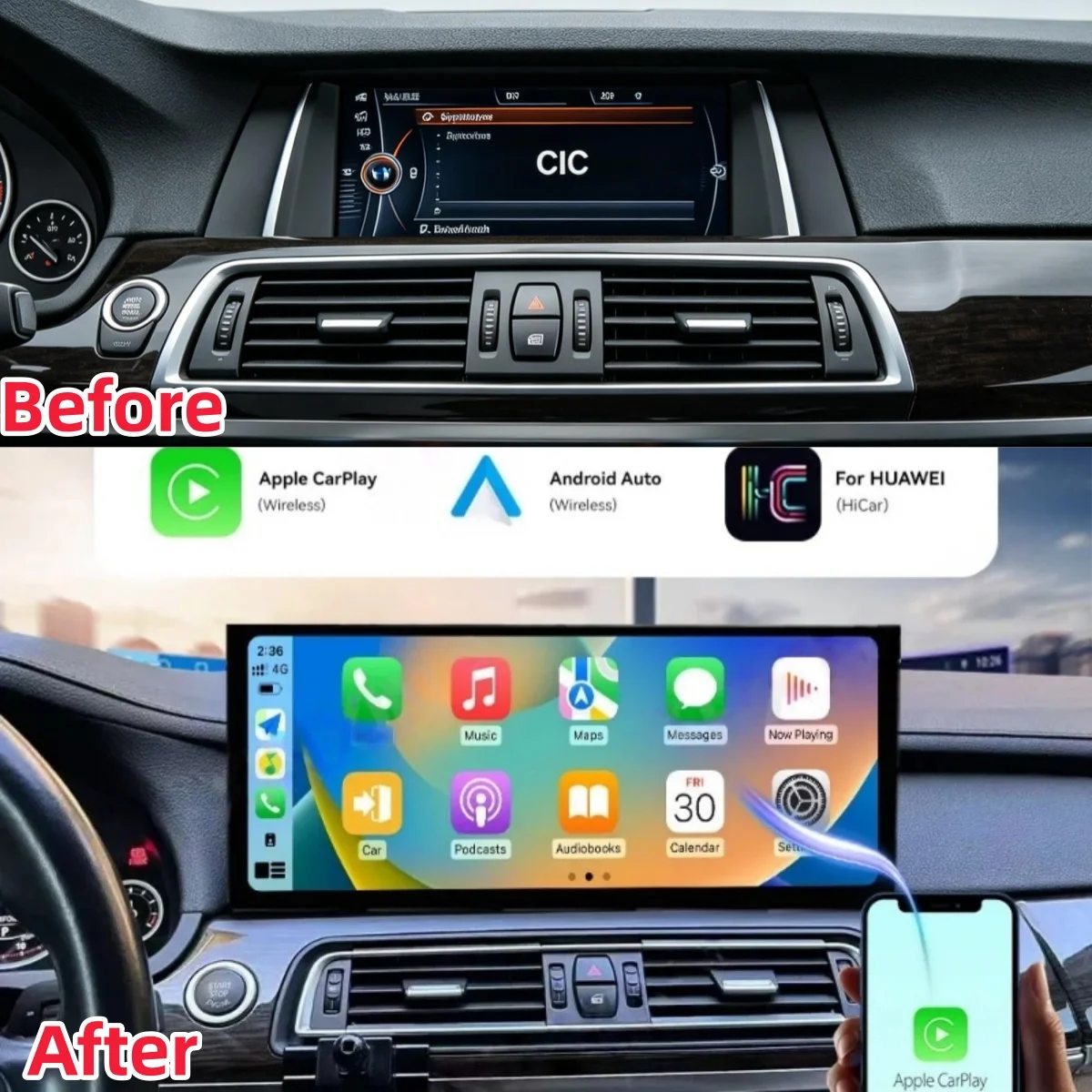 15.8 Inch Android 14 Stereo Screen For BMW 7 Series F01 F02 2008-2012 CIC Car Multimedia GPS Player Audio Radio Stereo Head Unit