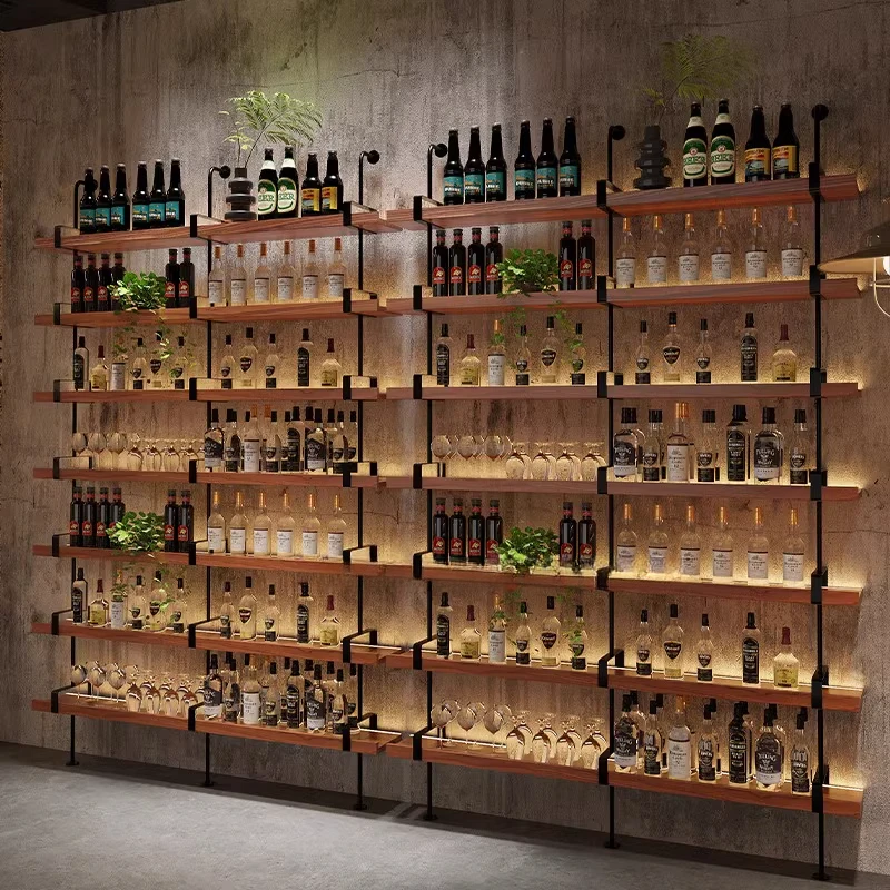 

Shelves Outdoor Bar Cabinet Whiskey Luxury Drinks Display Room Liquor Wine Elegant Storage Vetrina Esposizione Bar Furniture