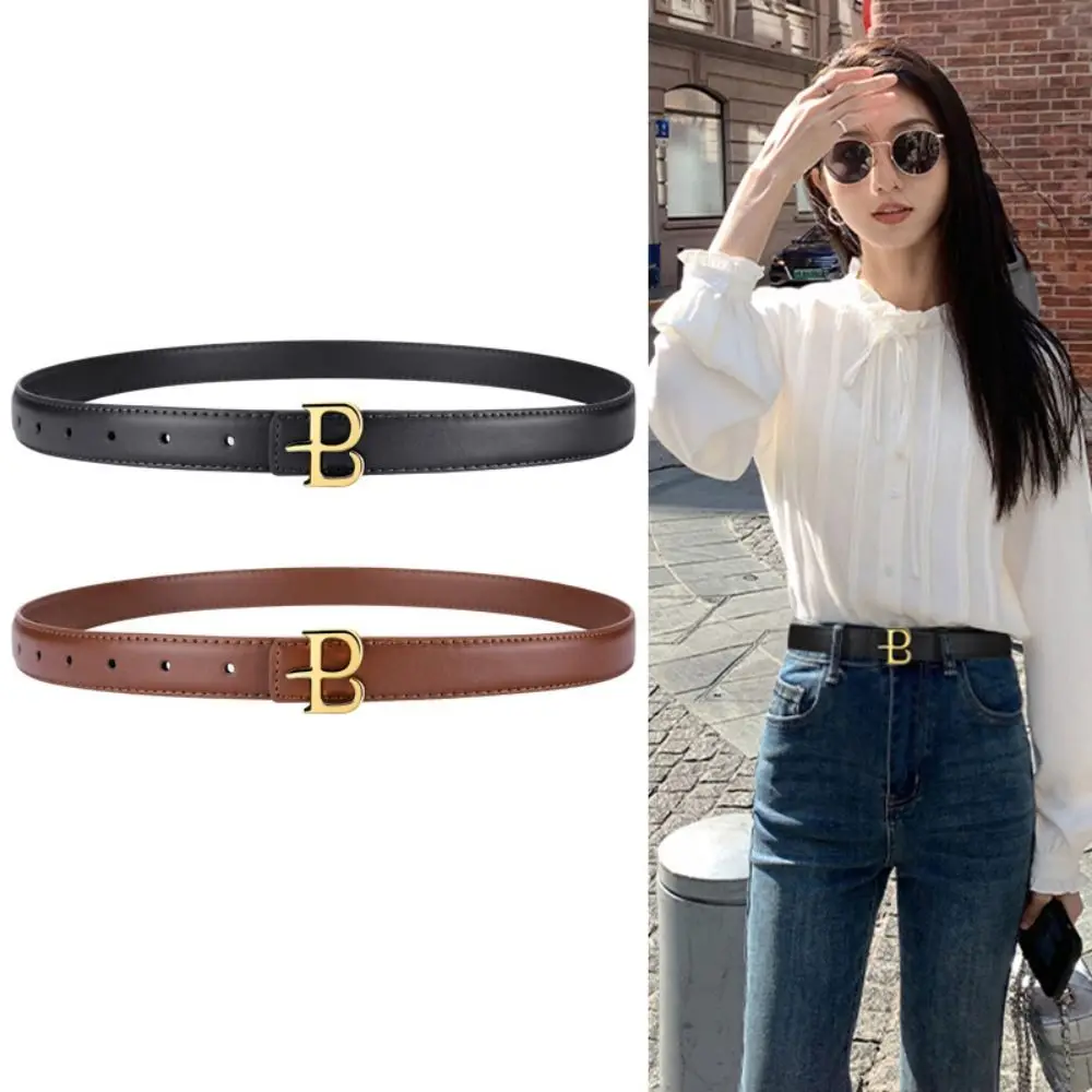 

Luxury Design Leather Belt Casual Women Versatile Slide Buckle Waistband Trouser Dress Belts