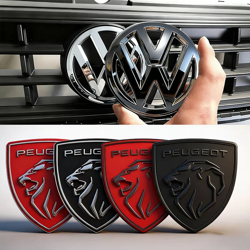 Image of Auto-Logo Frontgrill Heckklappen-Dekorationsaufkleber für Peugeot für VW GTI Golf MK6 MK7 Polo Passat B7 CC Tiguan CC/Autoschlüsselanhänger