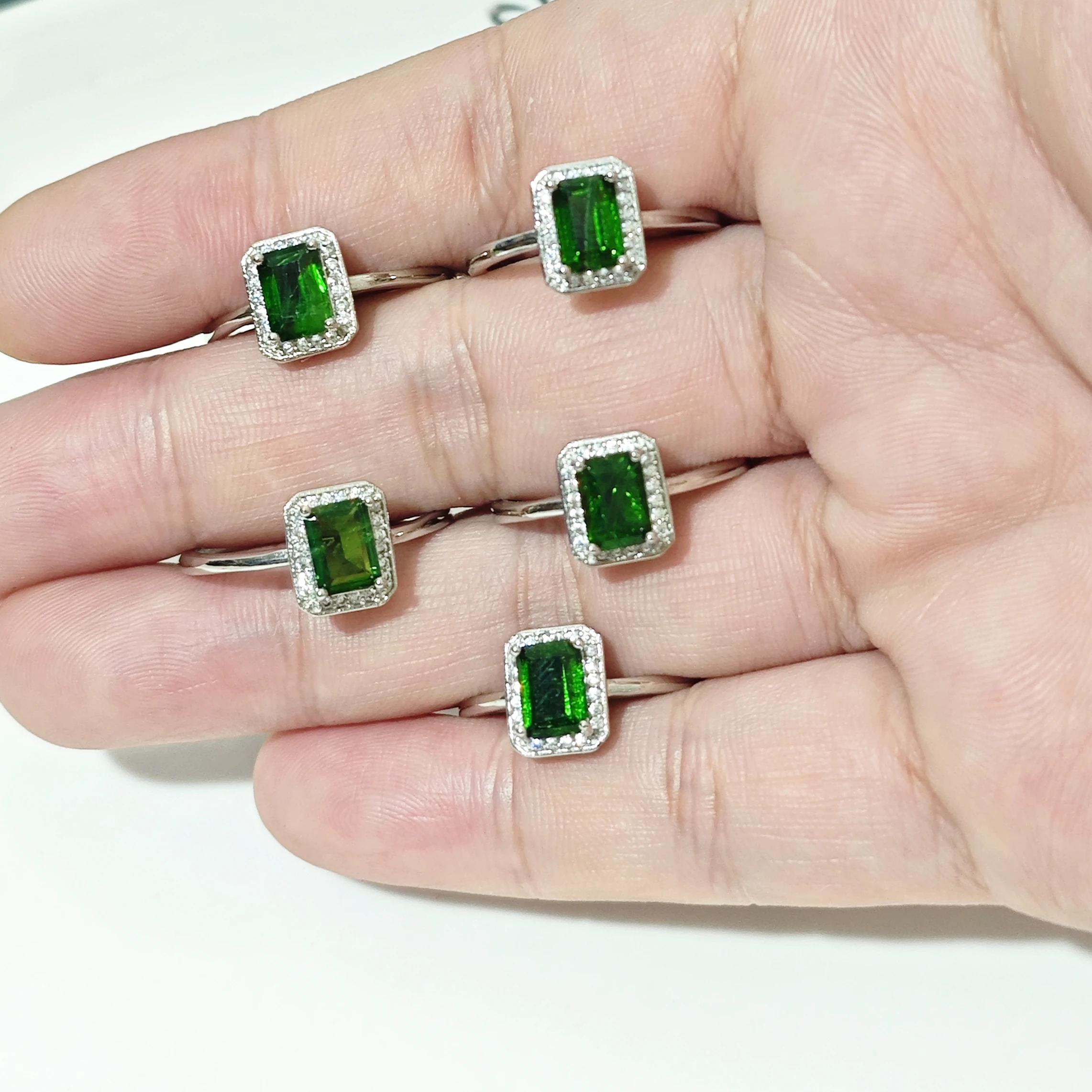 

New Arrival Natural Diopside Rings Female Jewelry For Women Gift Copper Cute Elegant Design Luxury