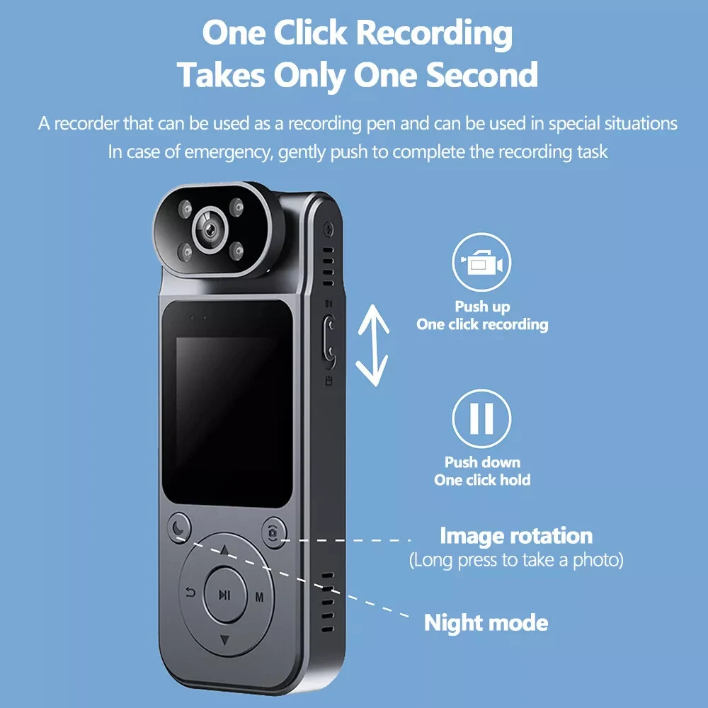 4K 1080P HD WiFi Mini Camera Portable Digital Video Recorder Handheld Back Clip Police Body Camera Night Vision Small Camcorder - Image 3
