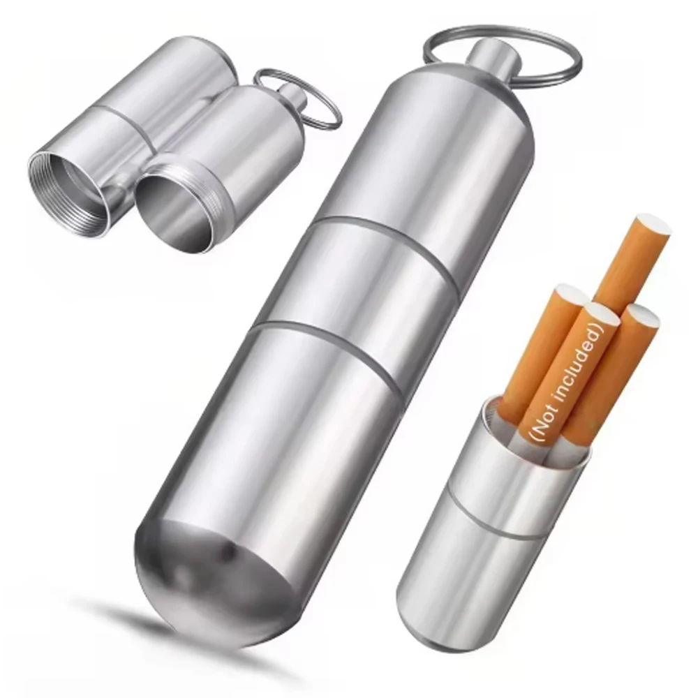 85/105/122mm Zigarette Tabak Box Wasserdichte Zigarette Fall Pille Zahnstocher Kapsel Silber Aluminium Legierung Lagerung Rohr herren Geschenk