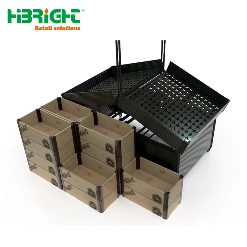 custom.Hot Selling Customized Light Duty Metal & Wood Supermarket Vegetable Grocery Shelves