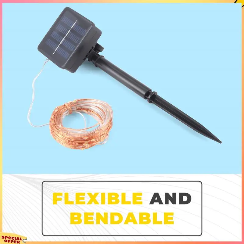 ABFI Solar-Lichterkette, 10 m, 100 LEDs, für den Außenbereich, wasserdichte dekorative Lichterkette für Terrasse, Garten, Tor, Hof, P