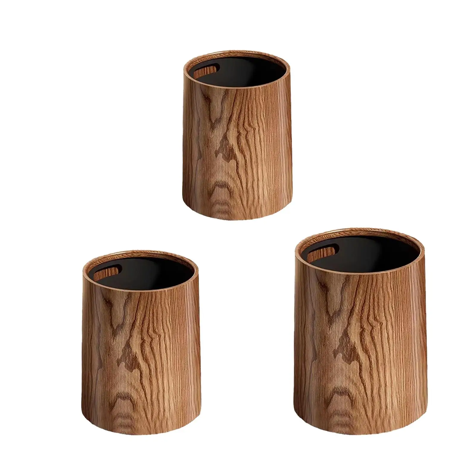 Wood Grain Trash Can Portable Stylish Large Capacity Multipurpose Rubbish Bin for Powder Room Study Room Hotel Kitchen Laundry