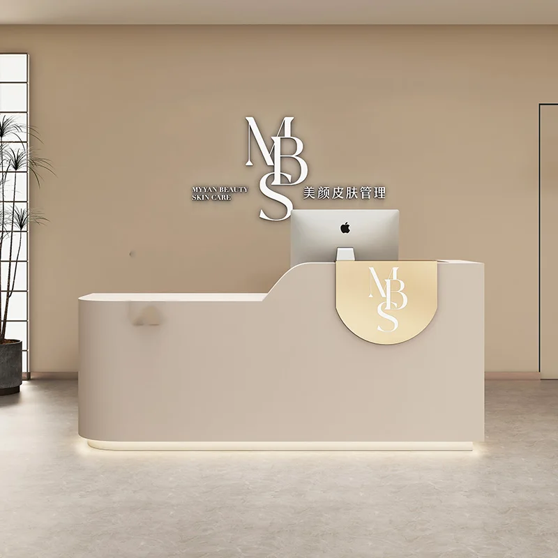 

Beauty Luxury Reception Desk Retail Office Massage Front Register Desk Executive Salon Mostrador Recepcion Commercial Furniture