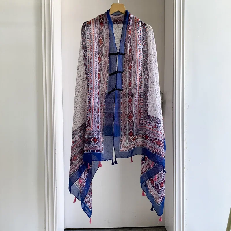 

New Ethnic Style Paisley Shawl with Buckle, Golden Jacquard Scarf, Head Wrap, Travel Photography, Air Conditioning Shawl