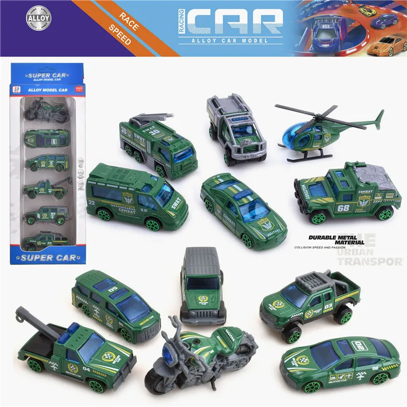 1: 64 alloy fire rescue car model,6-piece military style car toy set,original packaging gift,wholesale