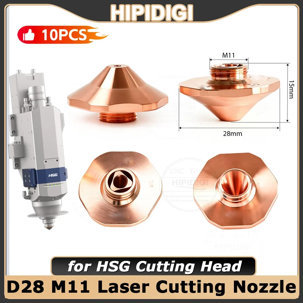 HSG D28 M11 H15 Fiber Laser Cutting Nozzle Hexagonal High Speed Nozzle  SC SE DC Bevel Nozzle for HSG WSX Fiber Cutting Head